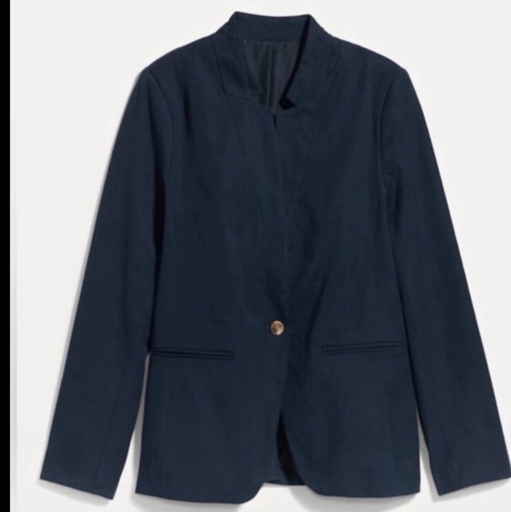 Old Navy -Navy Pixie Collarless Blazer - image 3